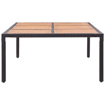 vidaXL Garden Table Black 200x150x74 cm Poly Rattan and Acacia Wood