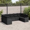 vidaXL Garden Sofa Set with Storage 9 pcs Black Poly Rattan