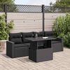vidaXL 5 Piece Garden Sofa Set with Cushions Black Poly Rattan