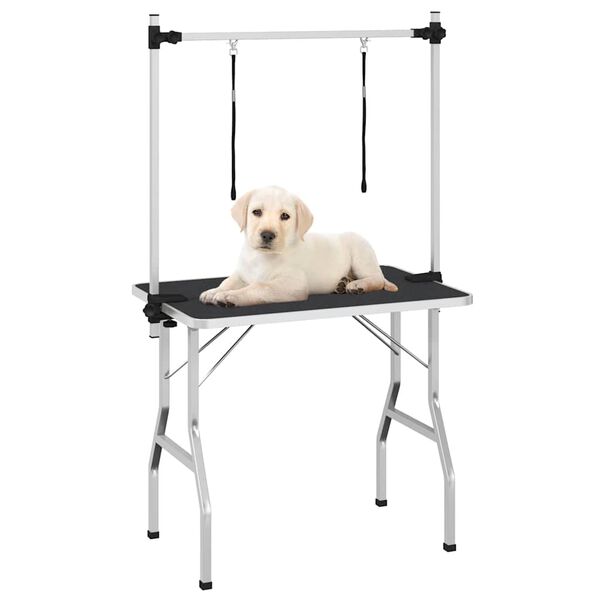 vidaXL Bath Grooming Table for Dogs Cats Pets Adjustable 2 Loops