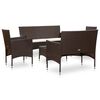 vidaXL 5 Piece Garden Lounge Set With Cushions Poly Rattan Brown
