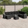 vidaXL 9 Piece Garden Sofa Set with Cushions Black Poly Rattan