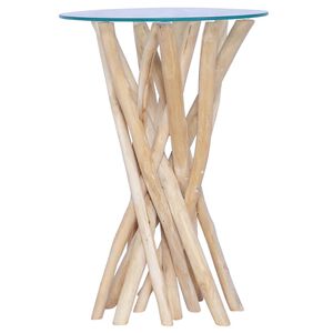 vidaXL Table | Light brown | Solid teak wood, glass | Compact | Durable