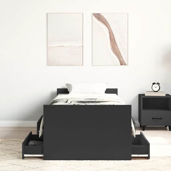 vidaXL Bed Frame without Mattress Black 90x190 cm Single
