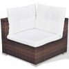 vidaXL 10 Piece Garden Lounge Set with Cushions Poly Rattan Brown