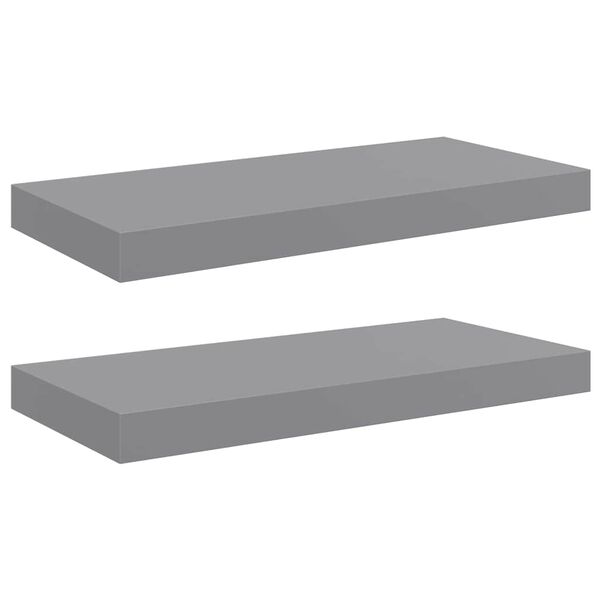 vidaXL Floating Wall Shelves 2 pcs Grey 50x23x3.8 cm MDF
