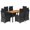 vidaXL 7 Piece Garden Dining Set with Cushions Black Poly Rattan