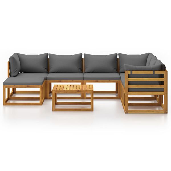 vidaXL 8 Piece Garden Lounge Set with Cushion Solid Acacia Wood