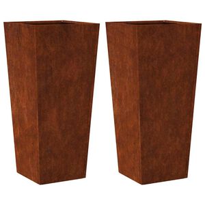 vidaXL Garden Planters 2 pcs 35x35x75 cm Weathering Steel