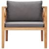vidaXL Garden Chair with Grey Cushions Solid Wood Teak