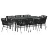 vidaXL Garden Dining Set 9 pcs Black Powder-Coated Steel