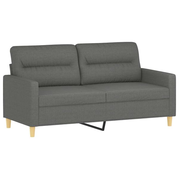 vidaXL 2 Piece Sofa Set with Pillows Dark Grey Fabric