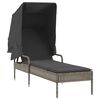 vidaXL Sun Loungers 2 pcs with Canopies and Table Grey Poly Rattan