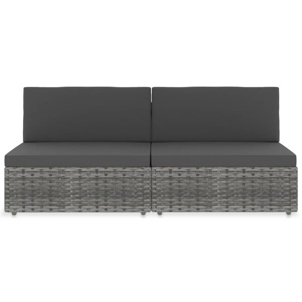 vidaXL Sectional Sofa 2-Seater Poly Rattan Grey