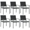 vidaXL Garden Chairs with Cushions 6 pcs Black 54x62,5x89 cm Poly Rattan