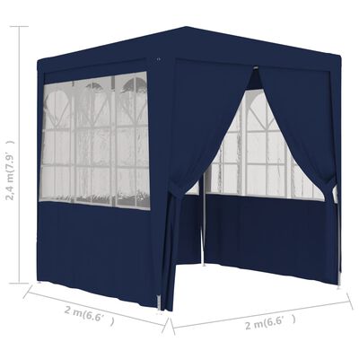 vidaXL Professional Party Tent with Side Walls 2x2 m Blue 90 g/m²