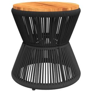 vidaXL Coffee Table with Wire Base Black &Oslash; 45x44 cm Solid Wood Acacia