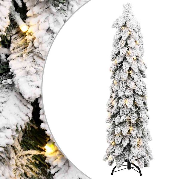 vidaXL Artificial Pre-lit Christmas Tree with 60 LEDs and Flocked Snow 120 cm
