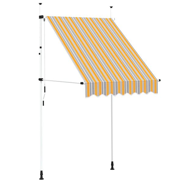 vidaXL Manual Retractable Awning 150 cm Yellow and Blue Stripes