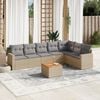 vidaXL 8 Piece Garden Sofa Set with Cushions Beige Poly Rattan