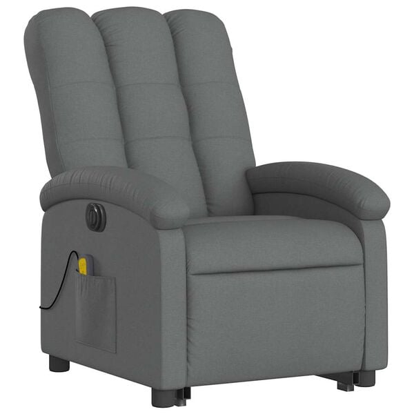 vidaXL Electric Stand up Massage Recliner Chair Dark Grey Fabric