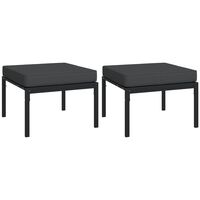 vidaXL Garden Footstools with Grey Cushions 2 pcs 60x60x35 cm Steel