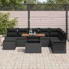 vidaXL Garden Sofa Set with Storage 9 pcs Black Poly rattan