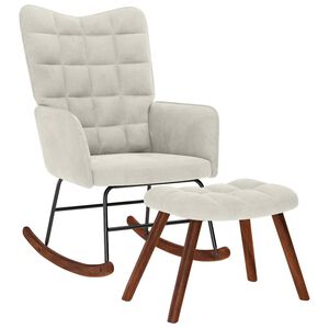 vidaXL Rocking Chair with Stool Cream Velvet