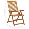 vidaXL Folding Garden Chairs 3 pcs with Cushions Solid Acacia Wood