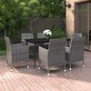 vidaXL 7 Piece Garden Dining Set with Cushions Poly Rattan and Glass