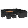 vidaXL Garden Sofa Set 14 pcs Black Poly Rattan