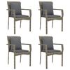 vidaXL 5 Piece Garden Dining Set with Cushions Grey Poly Rattan