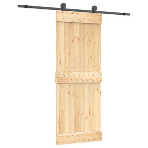 vidaXL Sliding Door Natural and Black 80 x 210 cm Solid Pine Wood