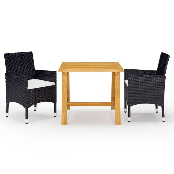 vidaXL 3 Piece Garden Dining Set Black
