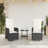 vidaXL Reclining Garden Chairs 2 pcs with Cushions Black Poly Rattan