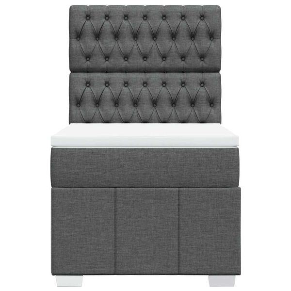 vidaXL Box Spring Bed with Mattress Dark Grey King Single Fabric