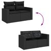 vidaXL 11 Piece Garden Sofa Set with Cushions Black Poly Rattan