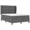 vidaXL Box Spring Bed Dark Grey and White 137 x 190 cm Fabric