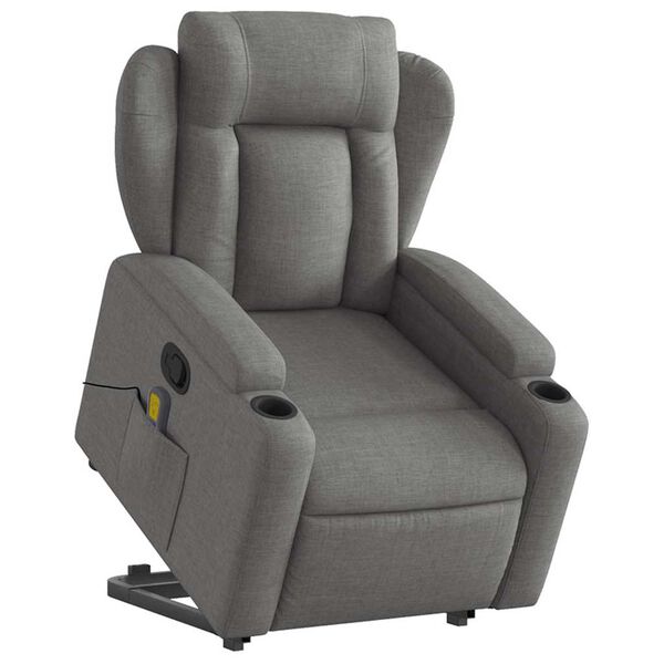 vidaXL Stand up Massage Recliner Chair Dark Grey Fabric