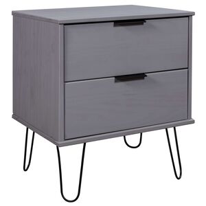 vidaXL Bedside Cabinet | Grey | Solid pine wood, metal | Medium