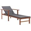vidaXL Sun Lounger Poly Rattan and Solid Acacia Wood Black