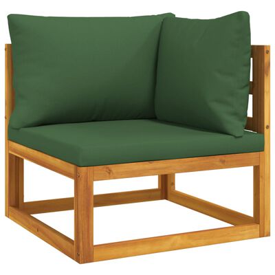 vidaXL 7 Piece Garden Lounge Set with Green Cushions Solid Wood