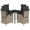 vidaXL 5 Piece Garden Dining Set with Cushions Grey Poly Rattan