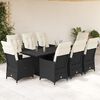 vidaXL 9 Piece Garden Dining Set with Cushions Black Poly Rattan