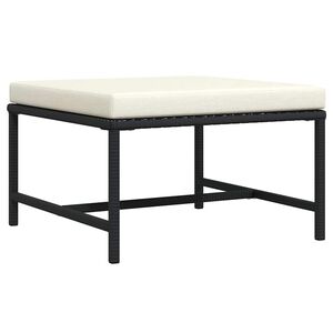 vidaXL Sectional Footrest with Cushion Black Poly Rattan