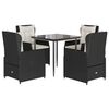 vidaXL 5 Piece Garden Dining Set with Cushions Black Poly Rattan