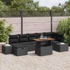 vidaXL Garden Sofa Set Height-Adjustable 8 pcs Black Poly Rattan