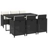 vidaXL 7 Piece Garden Dining Set with Cushions Poly Rattan Black