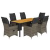 vidaXL 7 Piece Garden Bistro Set with Cushions Grey Poly Rattan