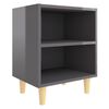 vidaXL Bed Cabinet | High gloss grey | Engineered wood, solid eucalyptus wood